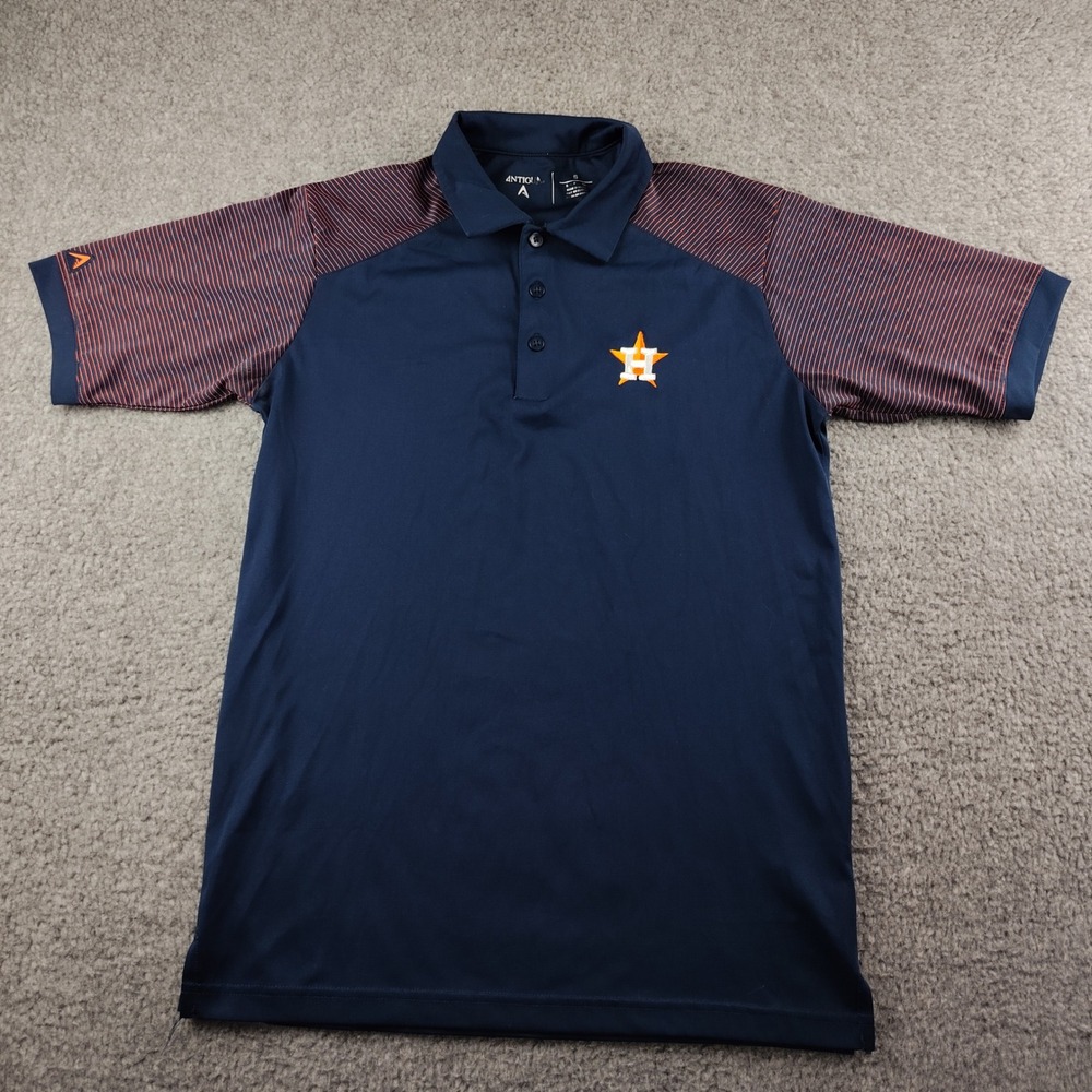 Houston Astros Polo Shirt Mens Small Blue MLB Baseball Antigua EUC